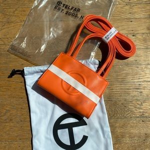 Telfar small orange shopping bag